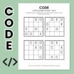 code latin square logic puzzle printable pdf.