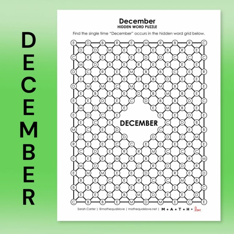 december hidden word puzzle.
