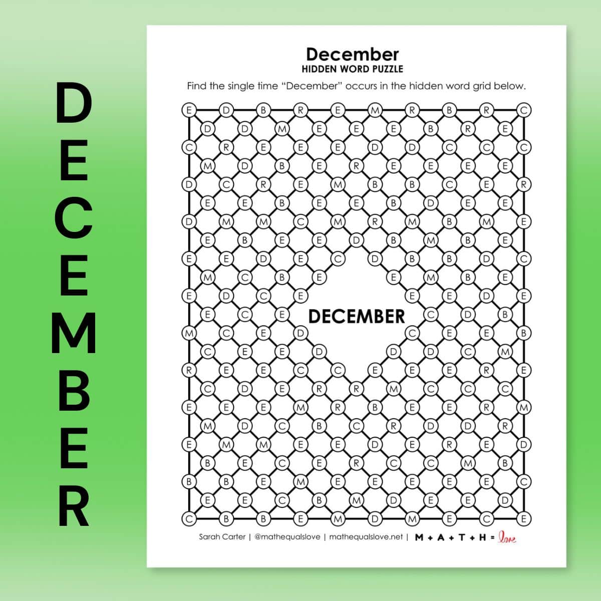 december hidden word puzzle.
