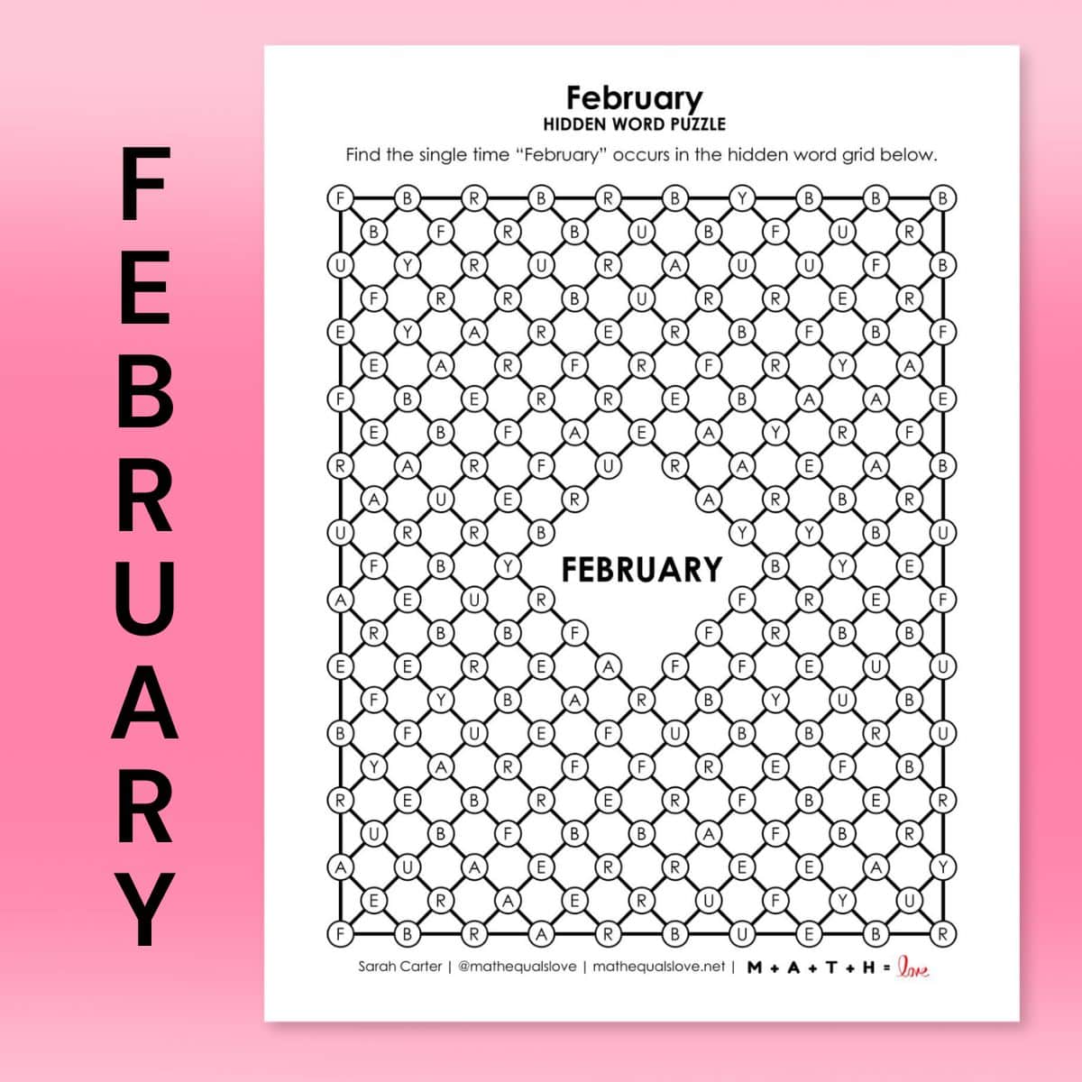 february hidden word puzzle.