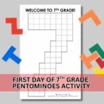 7th grade first day of school activity pentominoes puzzle.