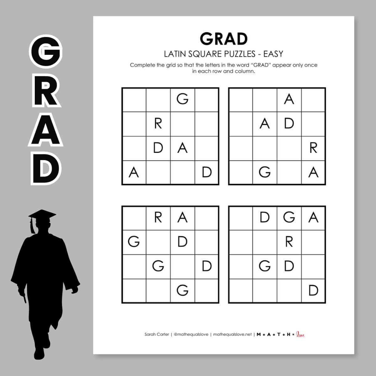 grad latin square puzzle for graduation.