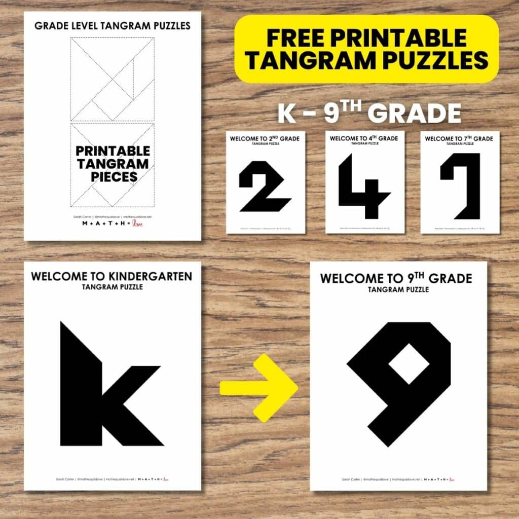 first week of school tangram puzzle activity kindergarten through ninth grade.