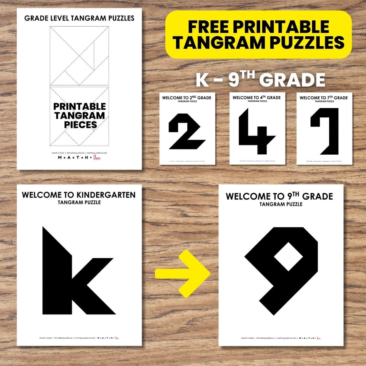 first week of school tangram puzzle activity kindergarten through ninth grade.