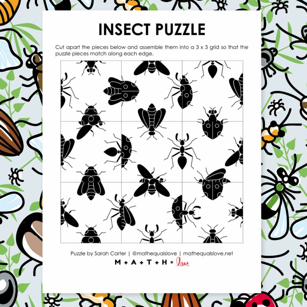 insects square edge matching puzzle. 