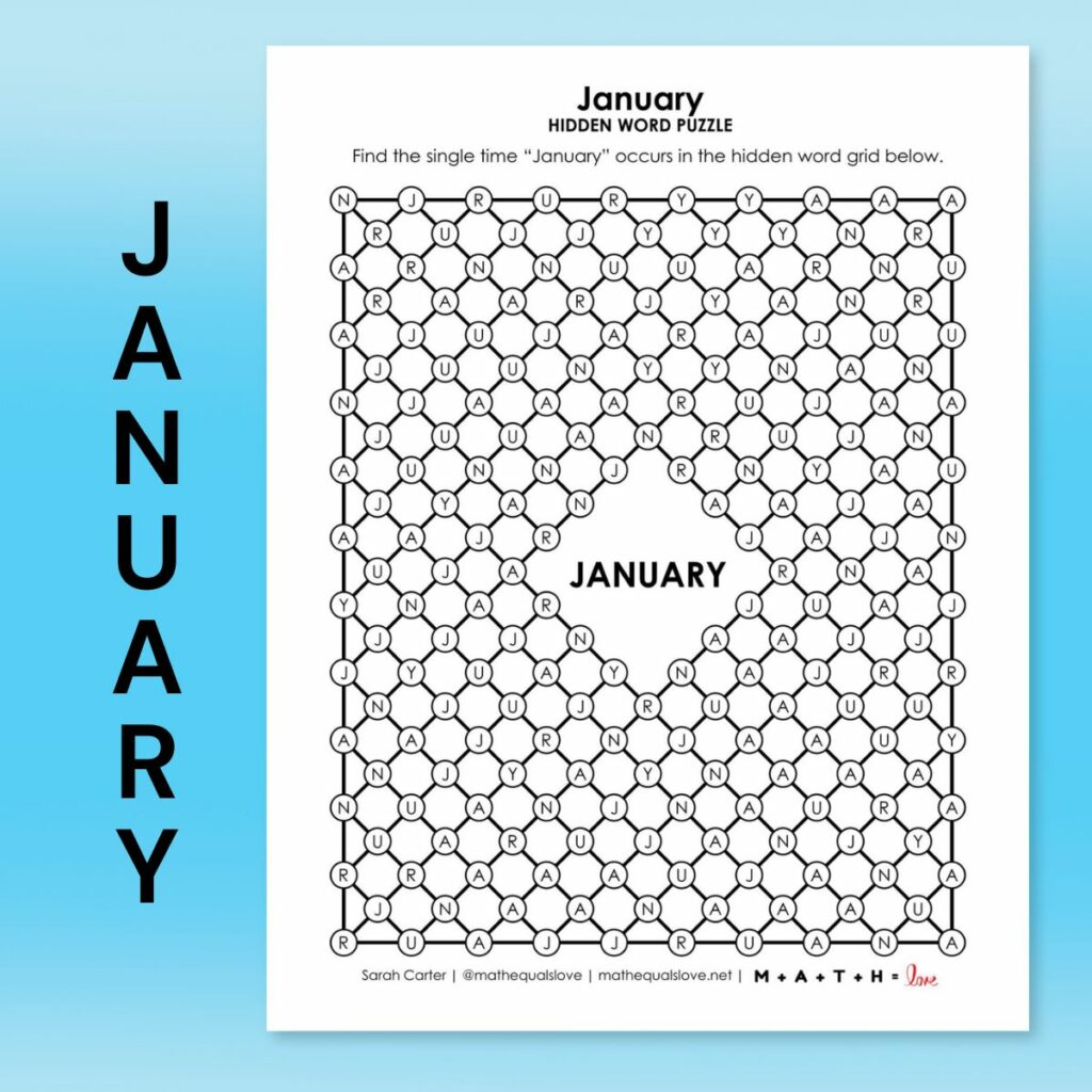 january hidden word puzzle. 