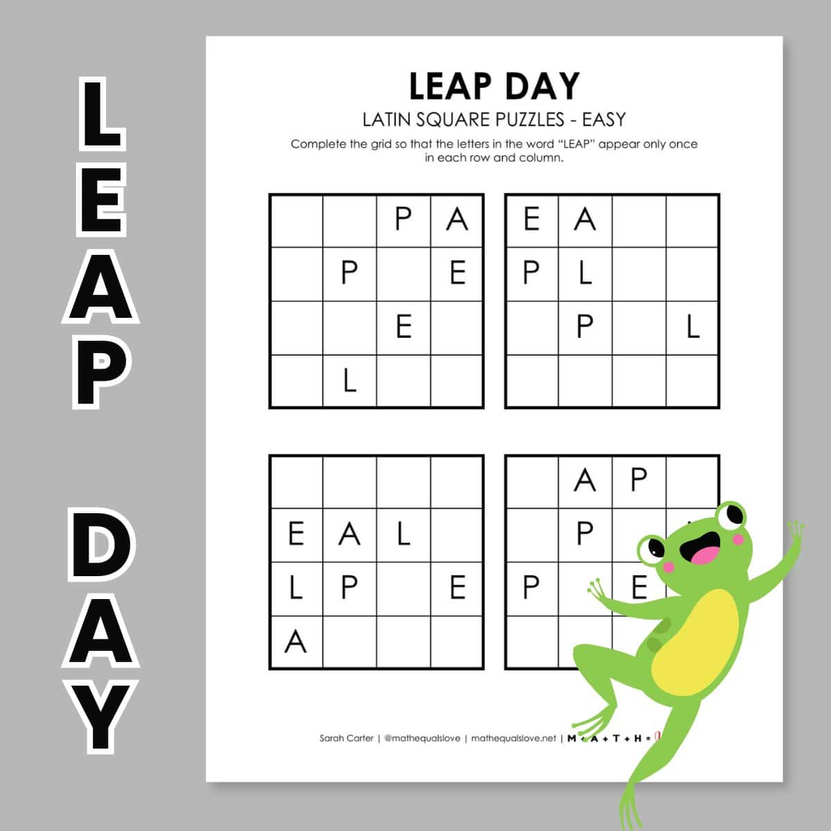 leap day latin square logic puzzle.