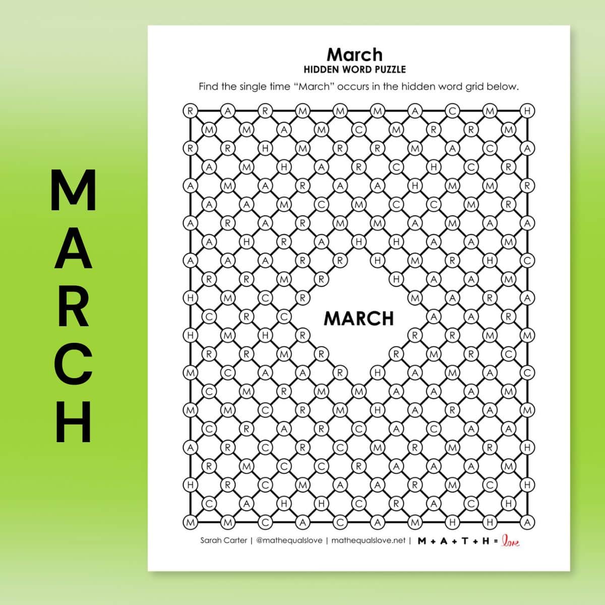 march hidden word puzzle.