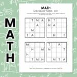 math latin square puzzles first day of class.