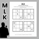 mlk day latin square logic puzzle printable pdf.