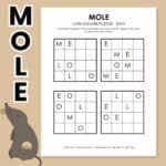 mole latin square logic puzzles for mole day.