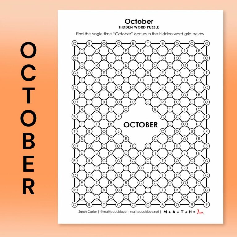 october hidden word puzzle.
