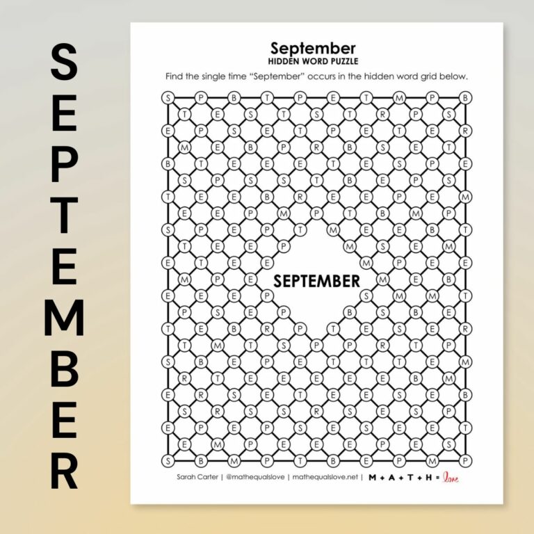 september hidden word puzzle.