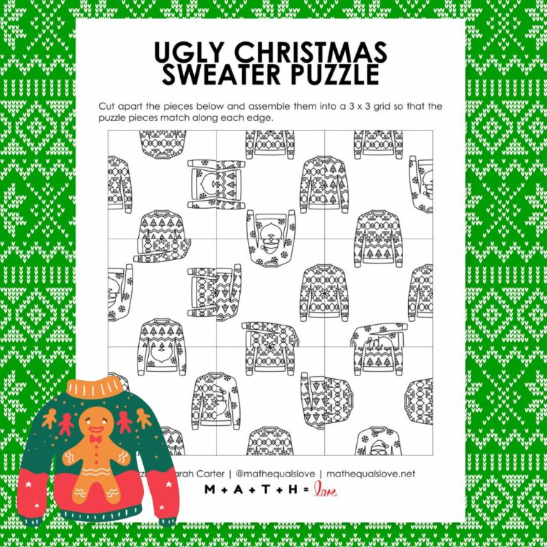 ugly christmas sweater edge matching puzzle.