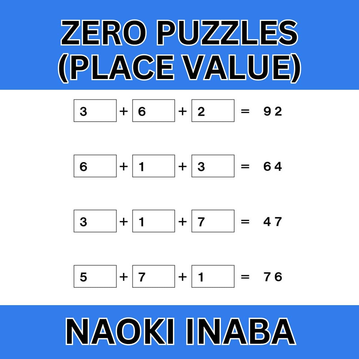 zero place value puzzles from naoki inaba.