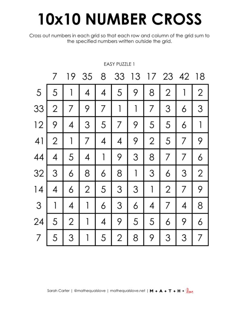 10x10 number cross puzzle - easy. 