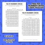 10x10 number cross logic puzzles free printable pdf.