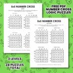 5x5 number cross logic puzzles free printable pdf.