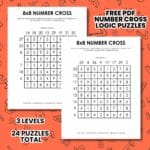 8x8 number cross logic puzzles free printable pdf.