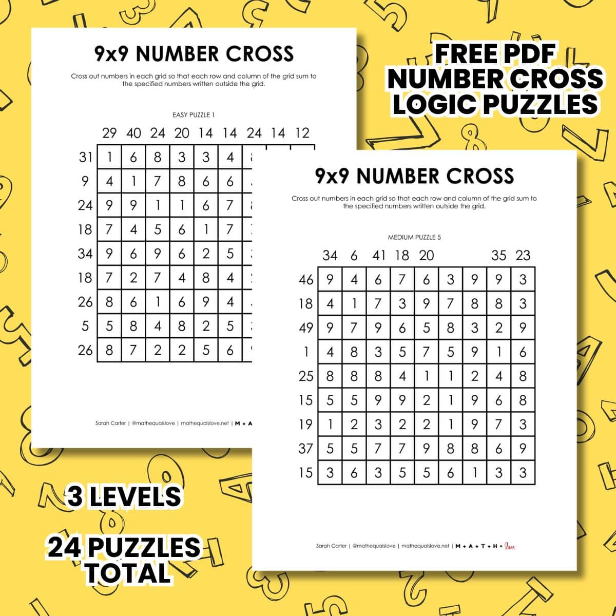 9x9 number cross logic puzzles free printable pdf.