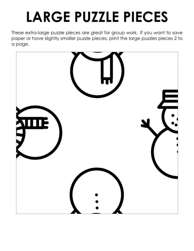 jumbo puzzle pieces for snowman square edge matching puzzle. 