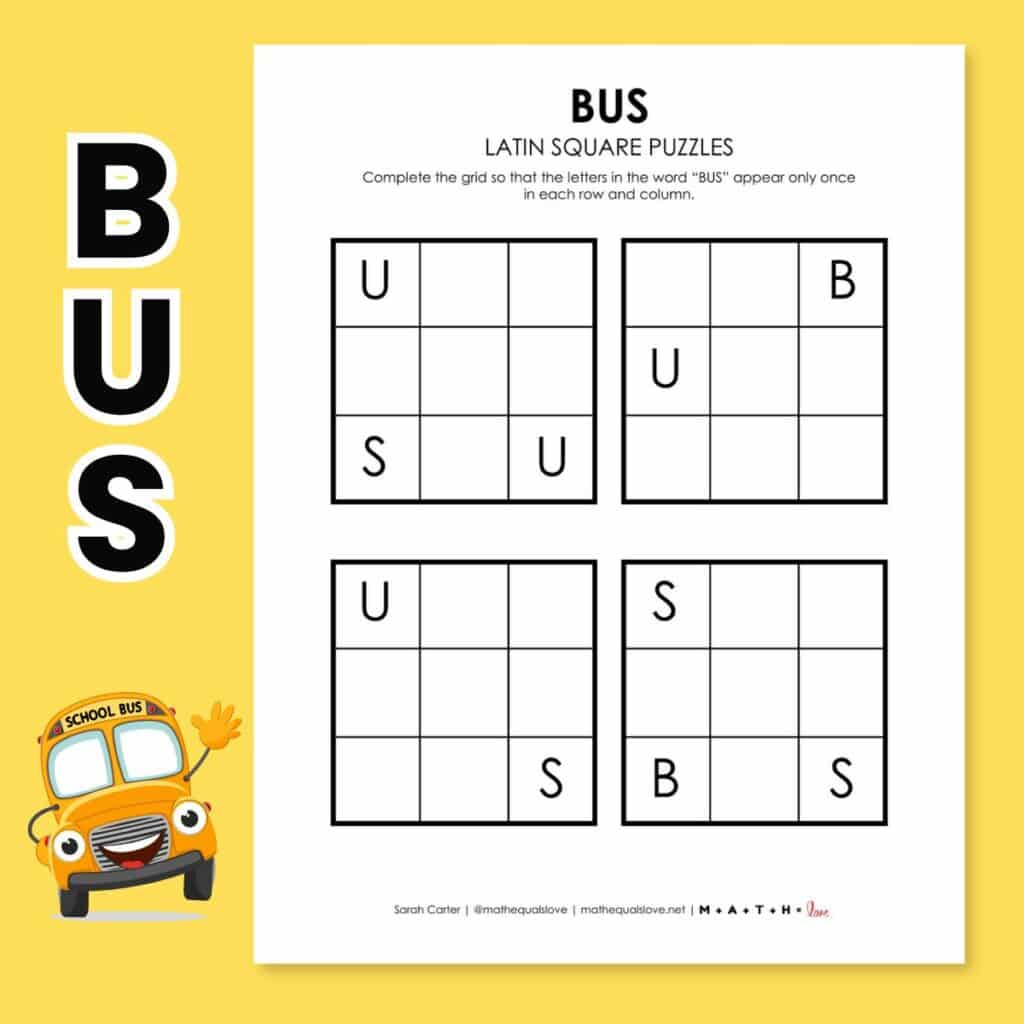 bus latin square logic puzzles. 