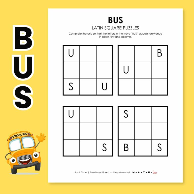 bus latin square logic puzzles.