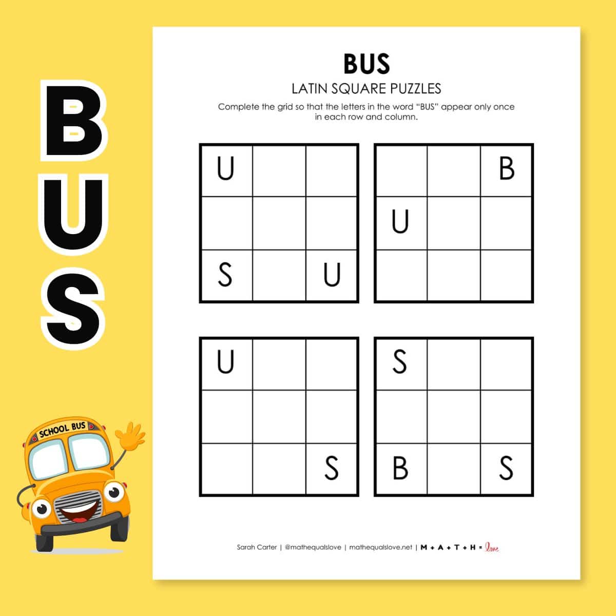 bus latin square logic puzzles.