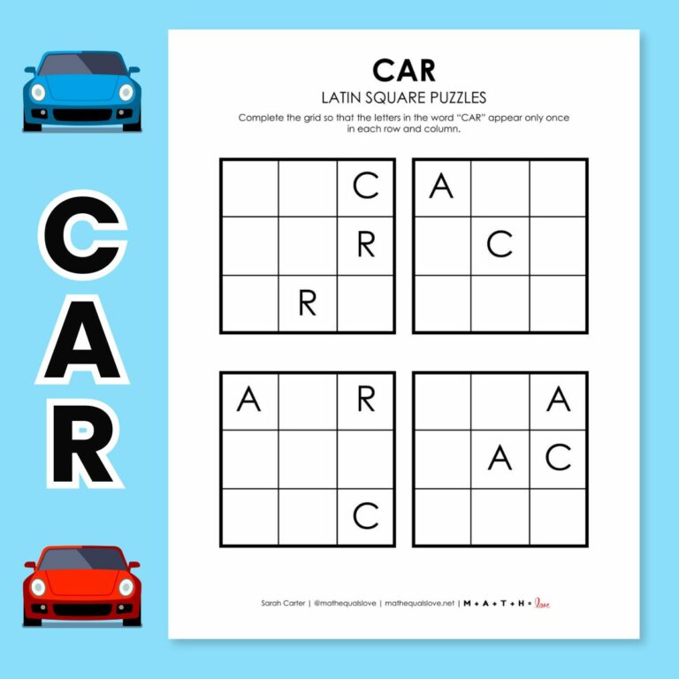 car latin square logic puzzles.