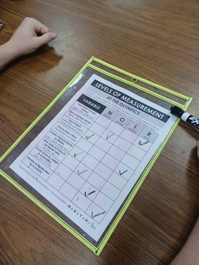 statistics levels of measurement dry erase activity. 