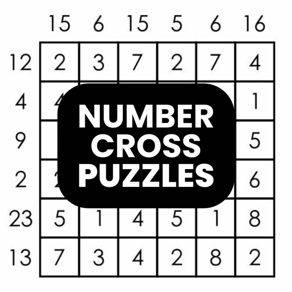 number cross logic puzzles - free printable pdfs.