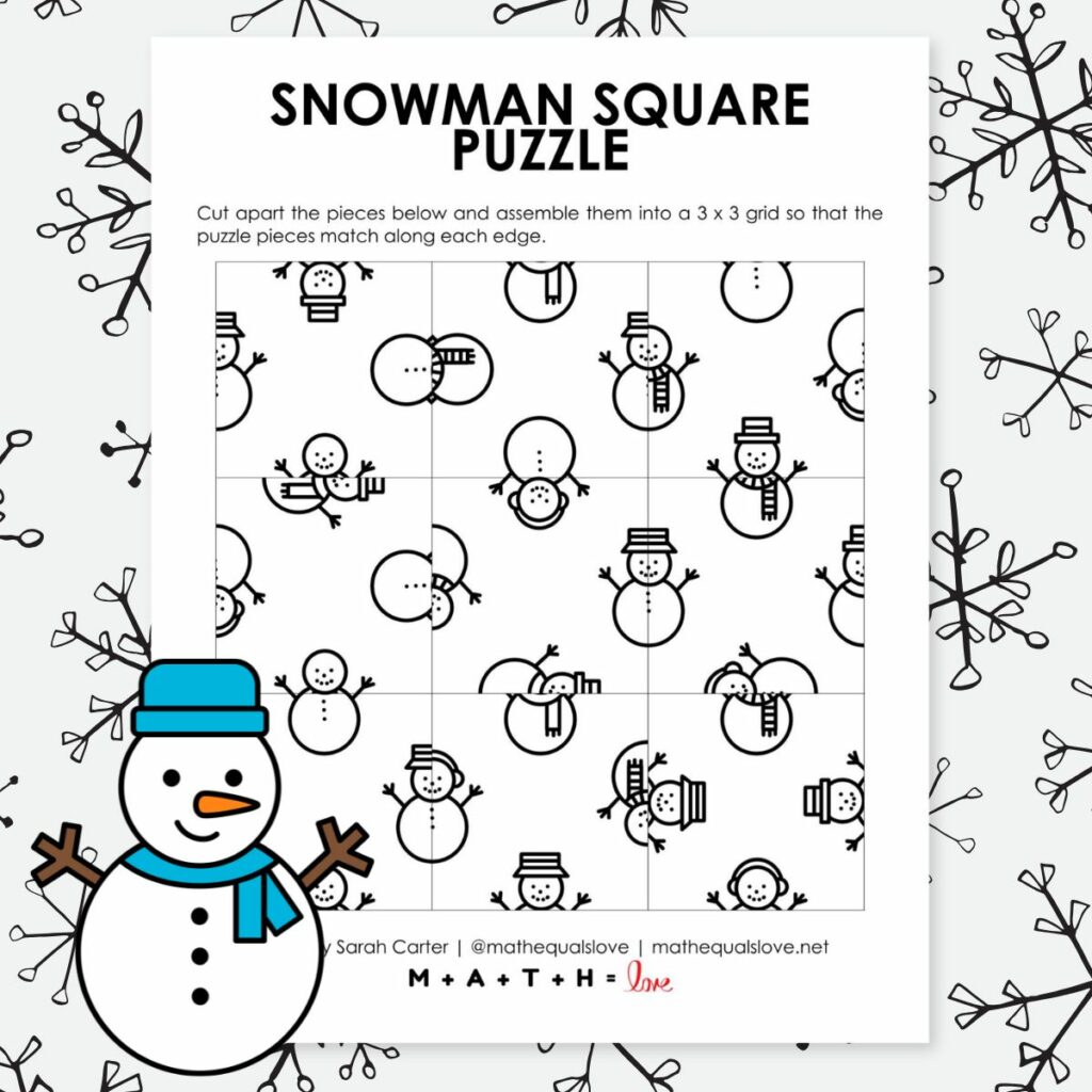 snowman square edge matching logic puzzle. 