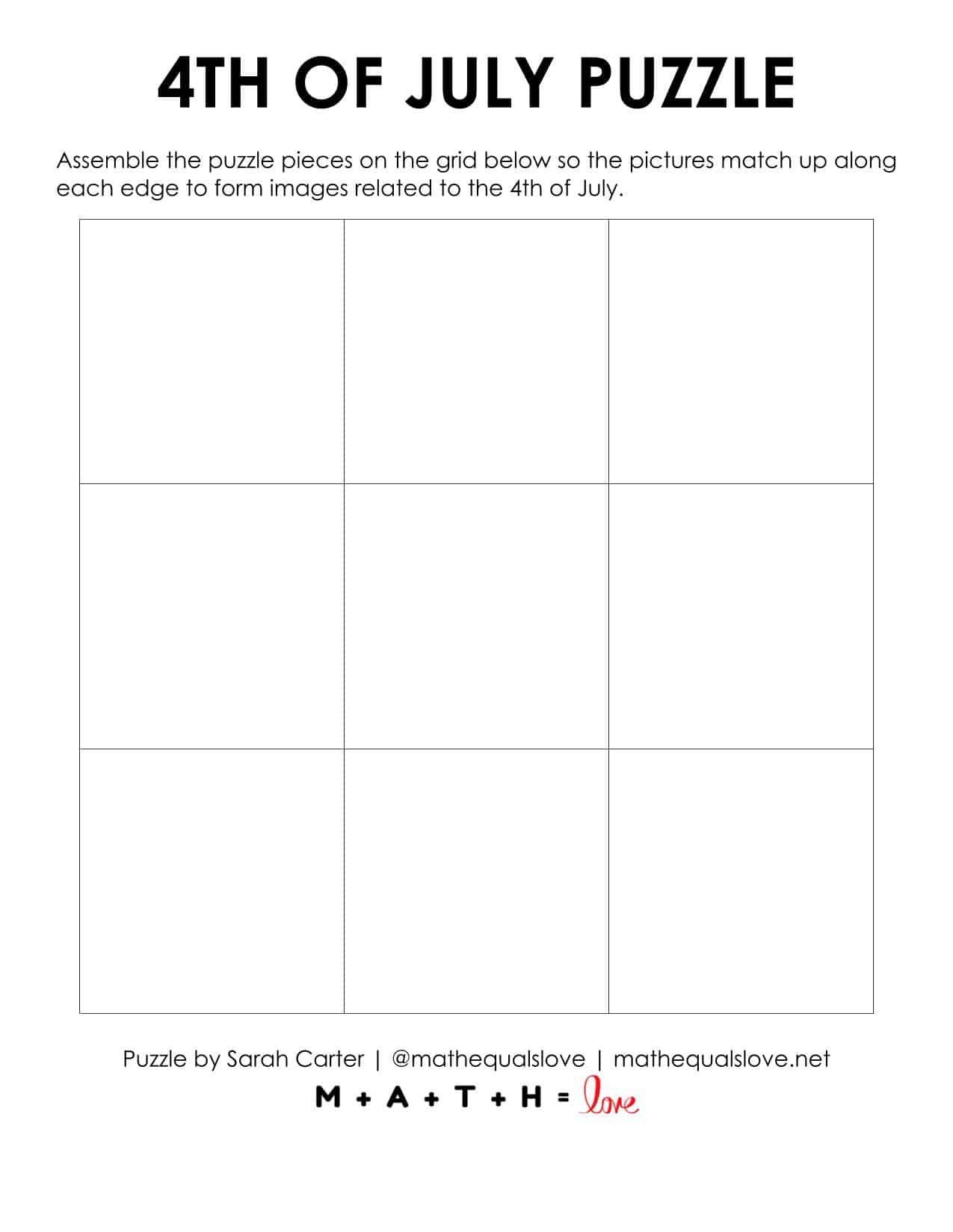 July Edge 4th of July Edge Matching Puzzle | Math = Love
