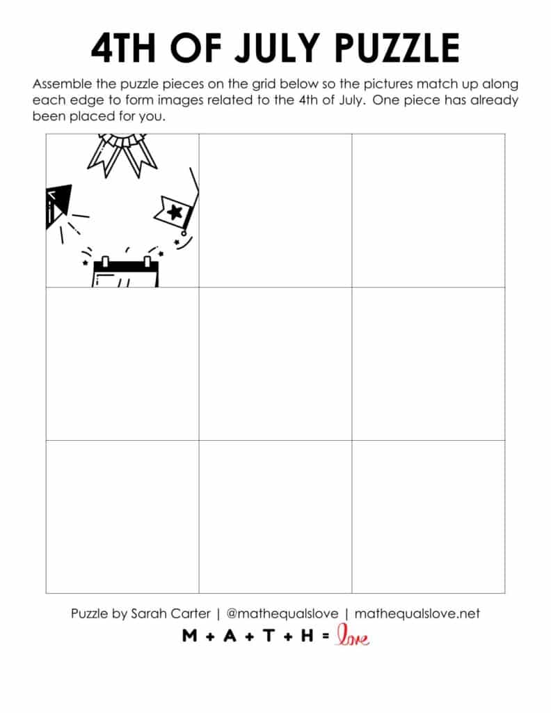 starting hint for 4th of july edge matching puzzle.