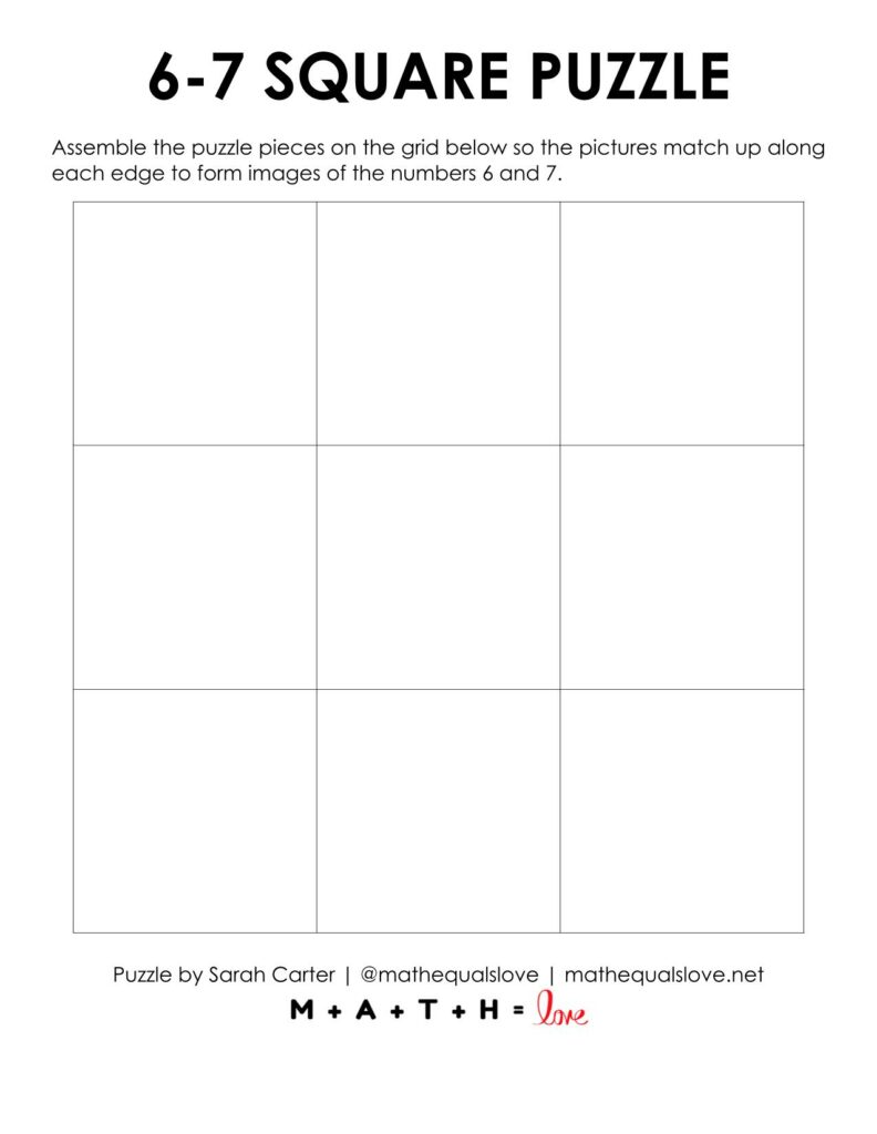 blank grid for 6-7 square edge matching puzzle. 