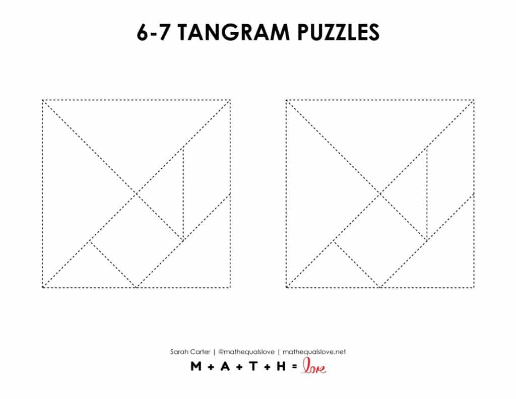 printable tangram pieces for 6-7 tangram puzzles. 