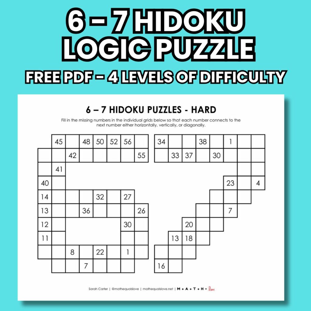 6-7 hidoku logic puzzles free printable pdf. 