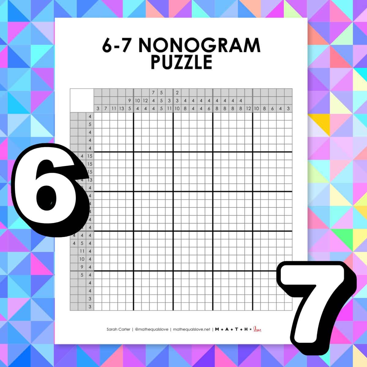 6-7 nonogram logic puzzle.