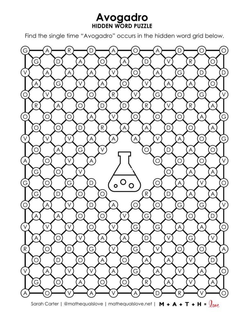 avogadro hidden word puzzle. 