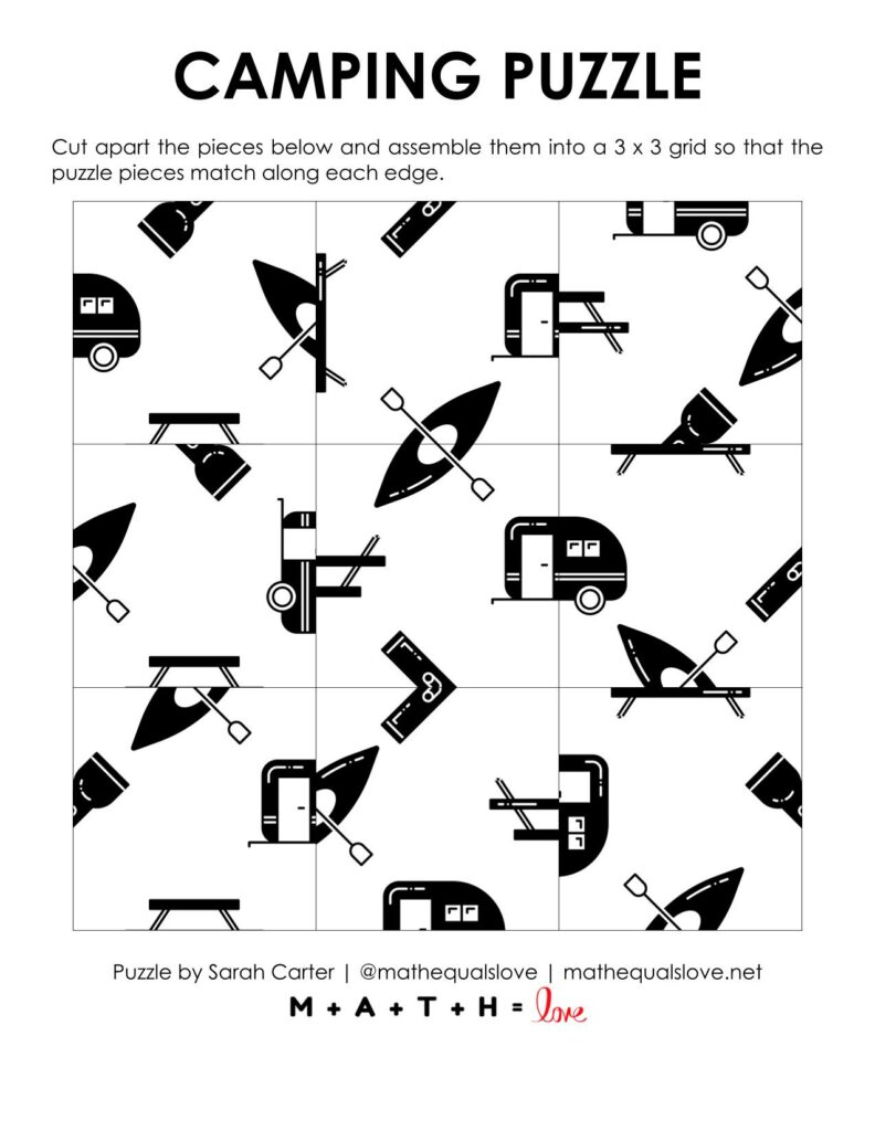 camping square edge matching puzzle.
