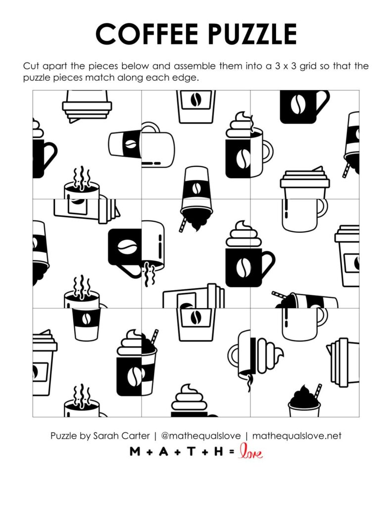 coffee square edge matching puzzle.
