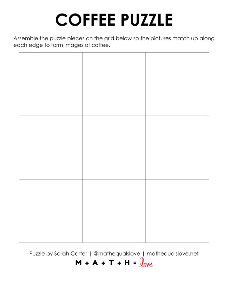 blank page for solving coffee edge matching puzzle.