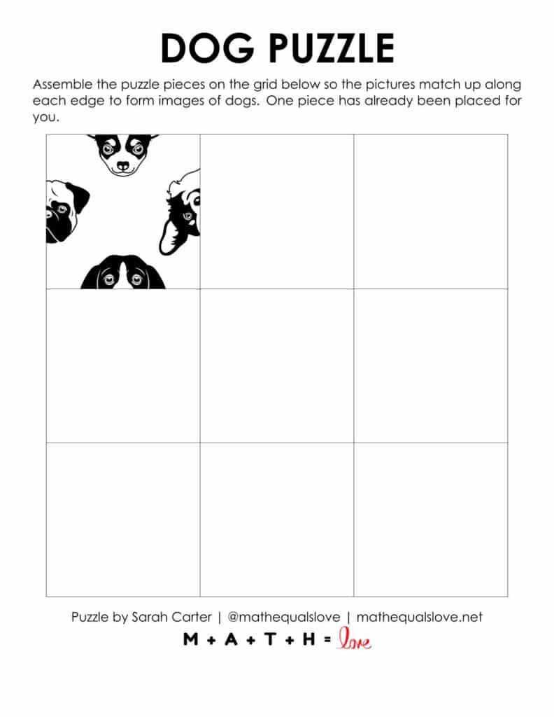 starting hint for dog edge matching puzzle. 