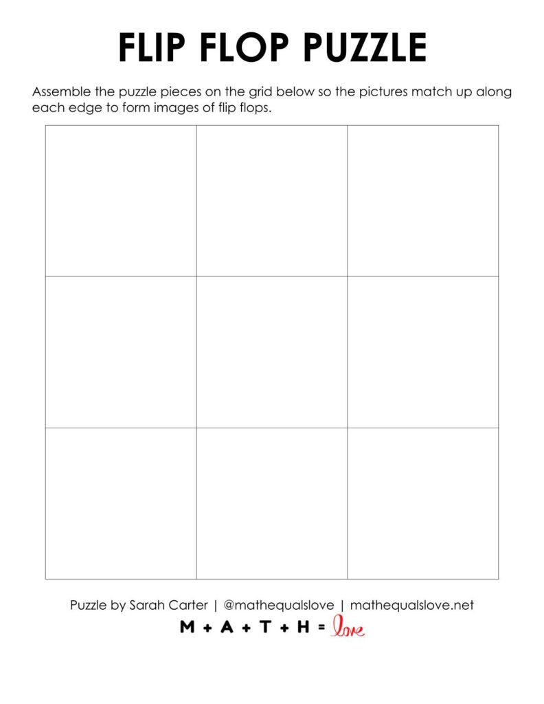 blank grid for flip flop edge matching puzzle for summer.