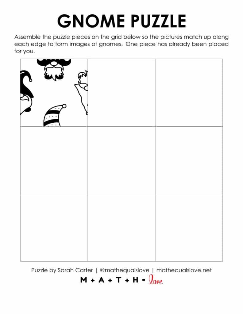 starting hint for gnome edge matching puzzle.