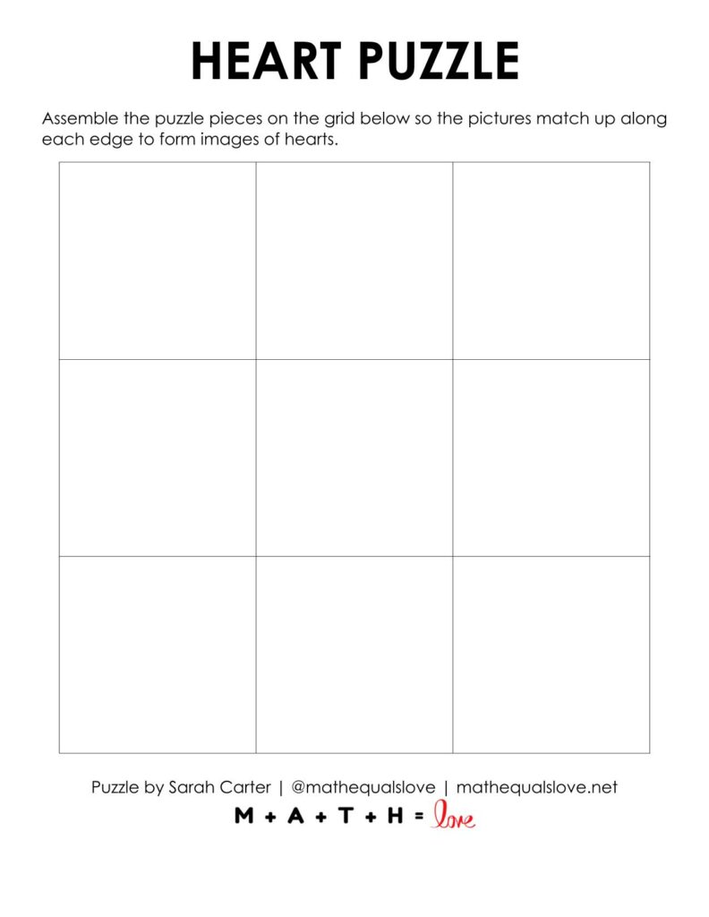 blank grid for solving heart edge matching puzzle.