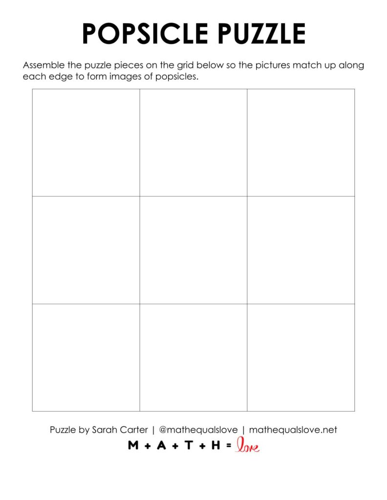 blank grid for popsicle puzzle.