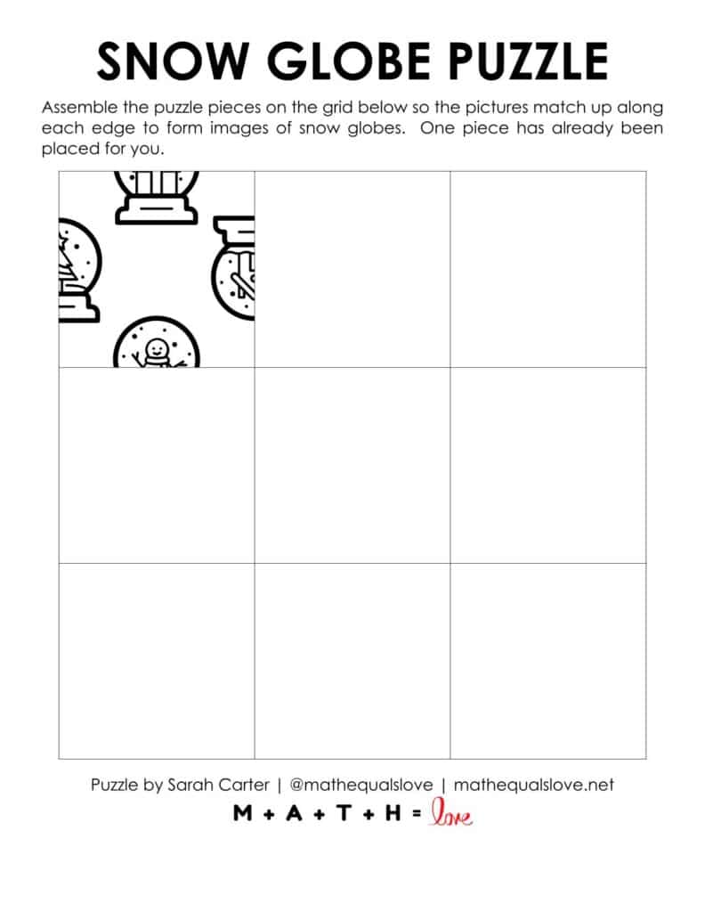 starting hint for snow globe edge matching puzzle. 