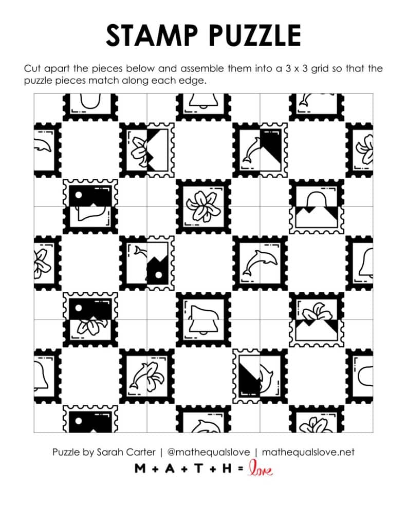 postage stamp edge matching puzzle.
