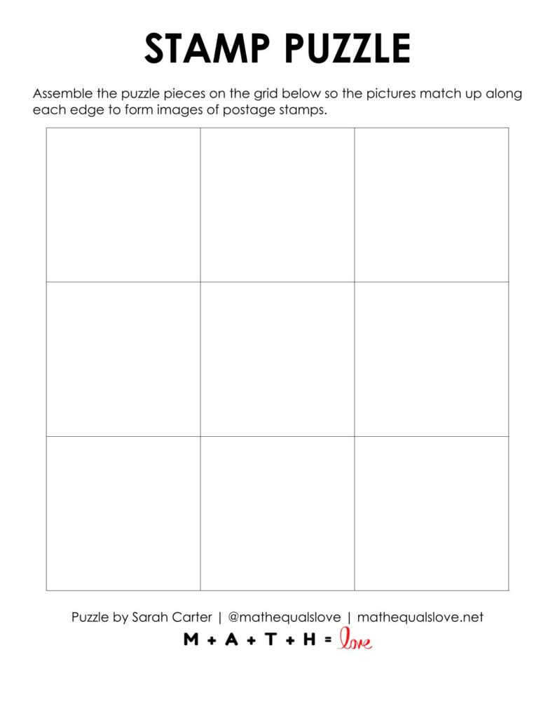 blank grid for stamp edge matching puzzle.
